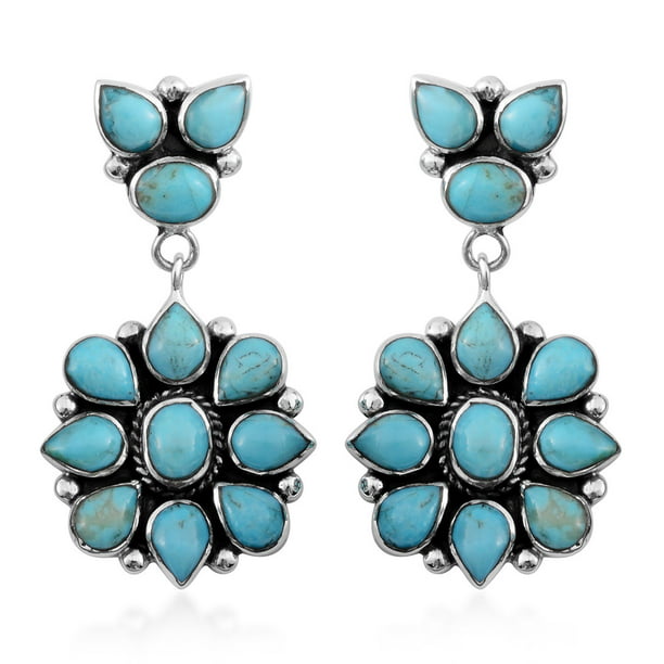 Blue Turquoise Sterling Silver Overlay 5 Grams Earring 2 Long Online Fashion Store 